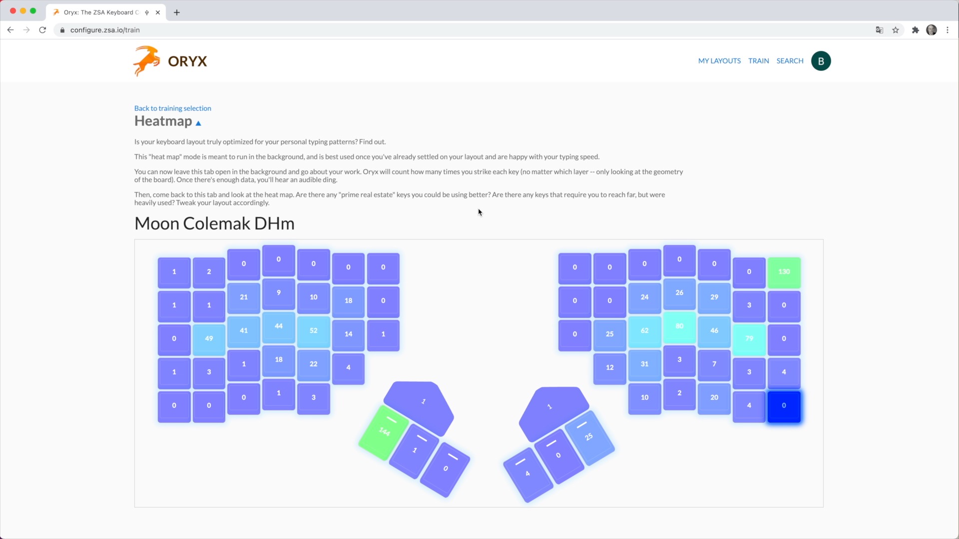 Moonlander heat map