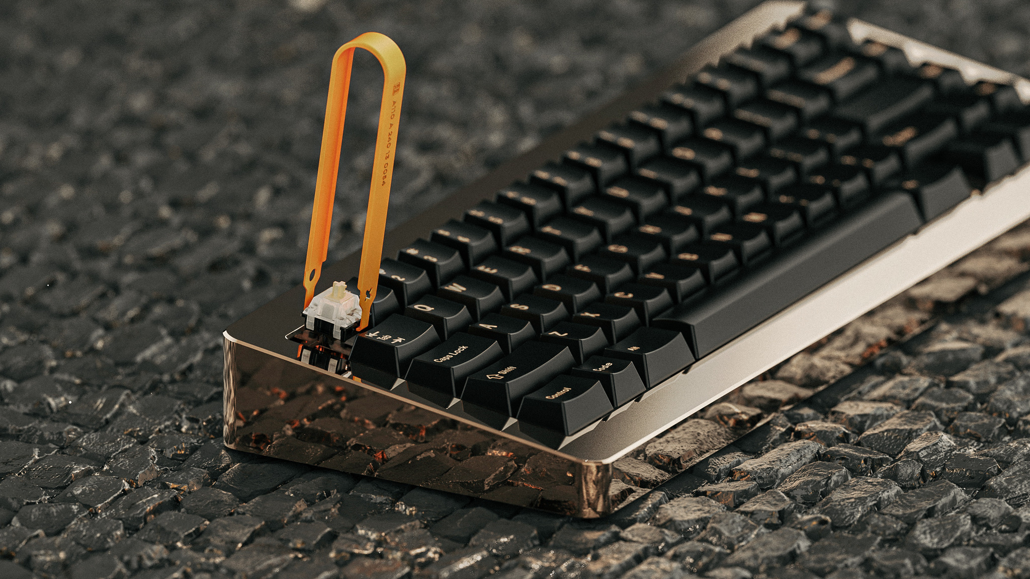 A keyboard by RAMA made from a single piece of solid brass