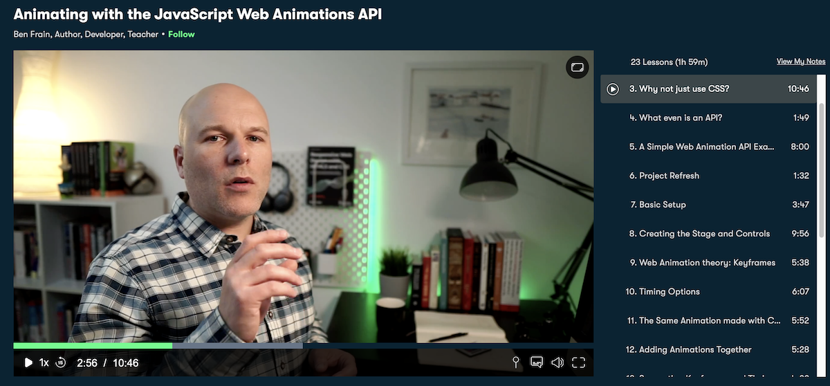 Video course screen grab Web Animations API