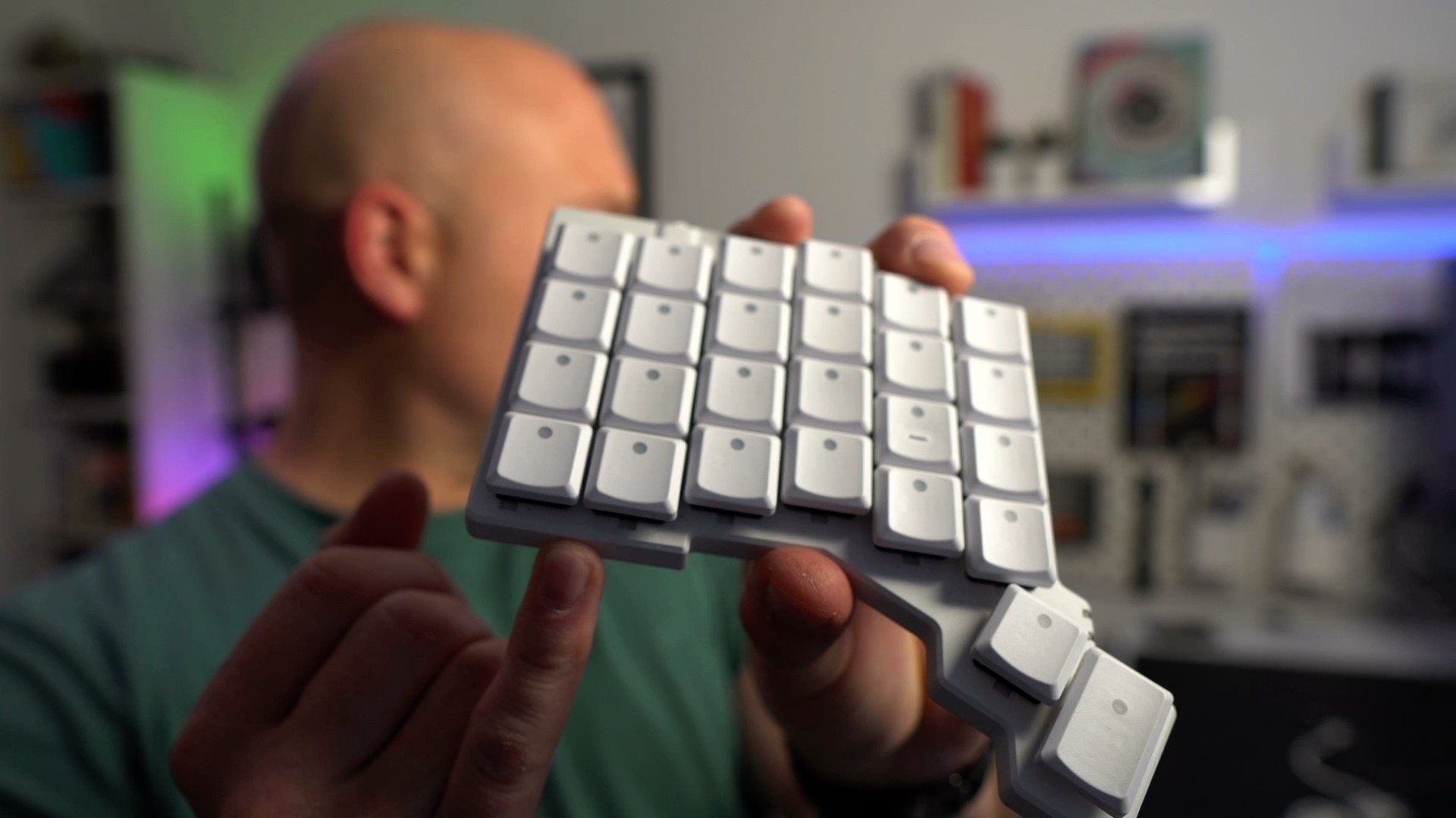 close up of keyboard frame showing switch cut outs